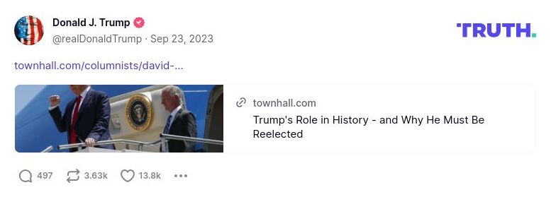 Post image from Donald Trump