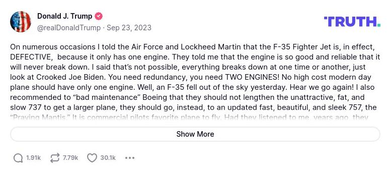 Post image from Donald Trump