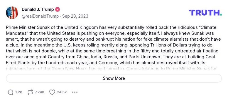 Post preview from Donald Trump