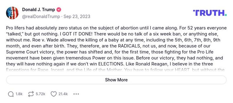 Post image from Donald Trump