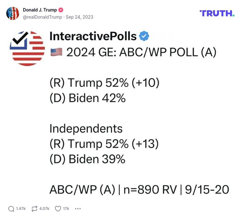 Post image from Donald Trump