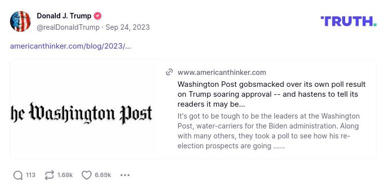 Post image from Donald Trump