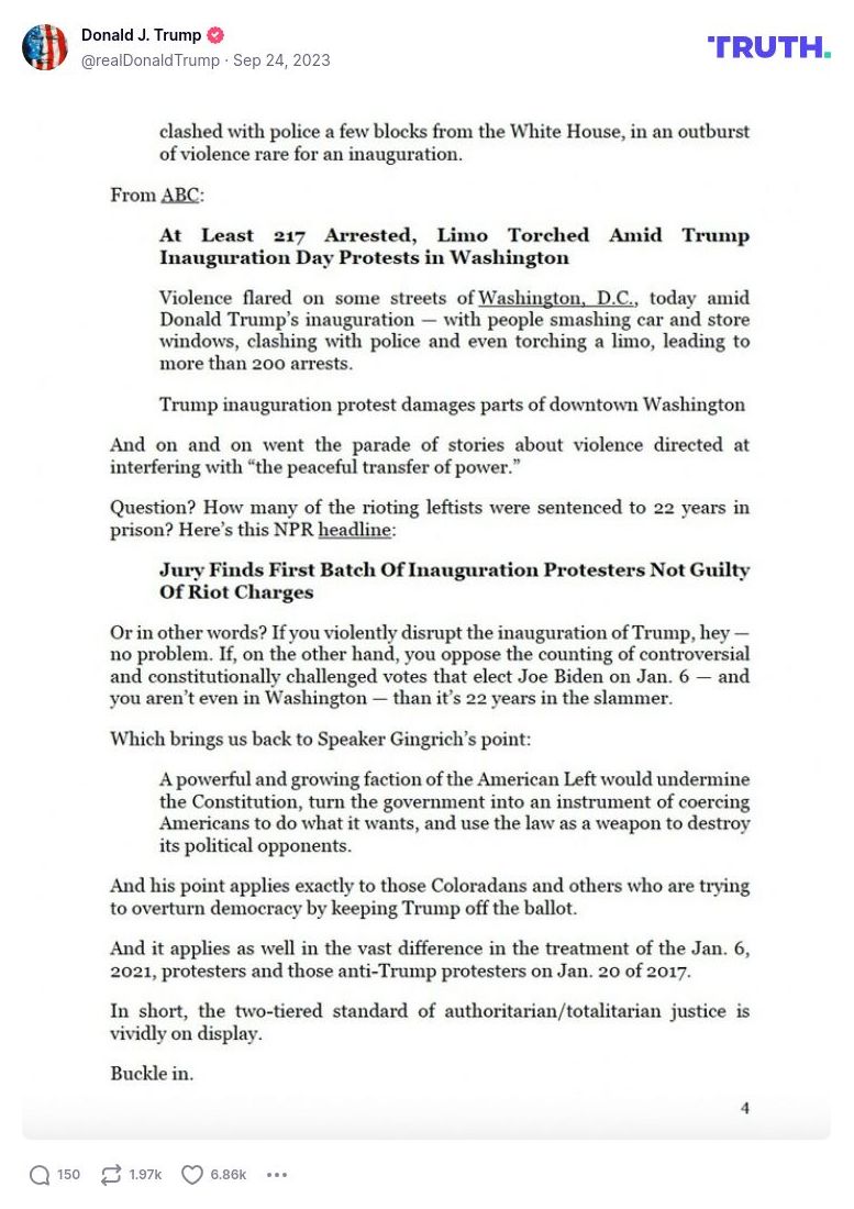 Post image from Donald Trump