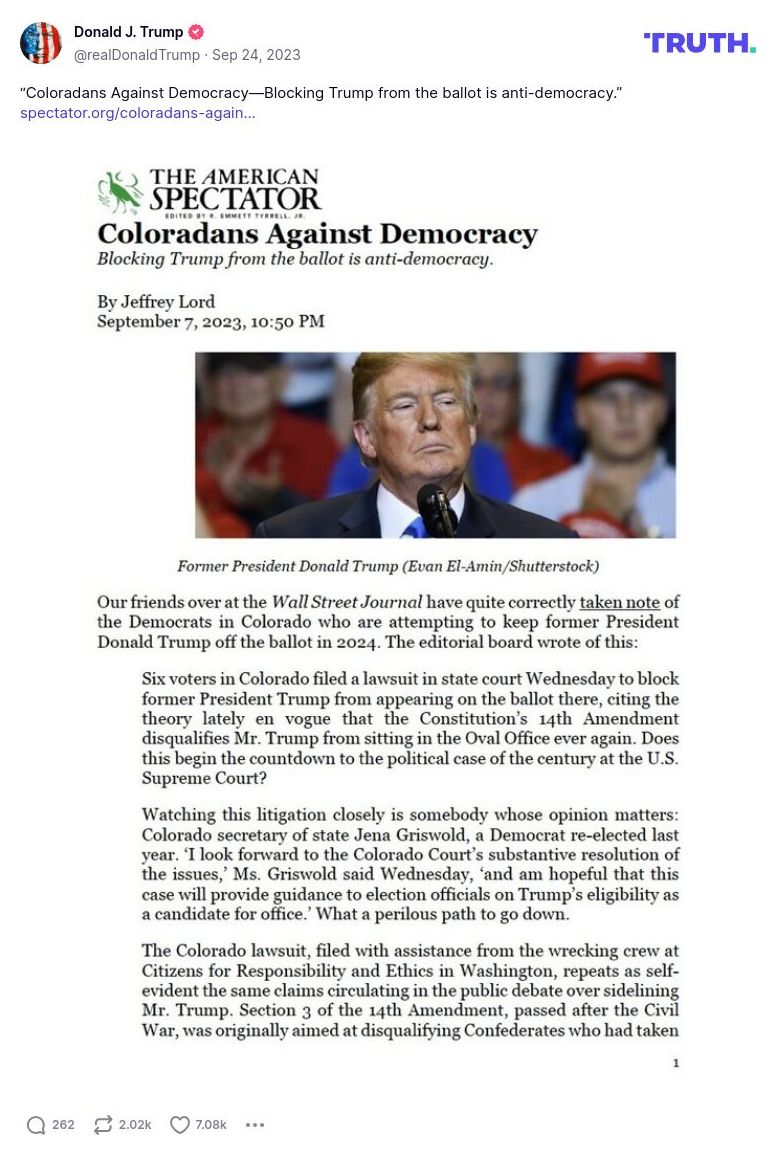 Post image from Donald Trump