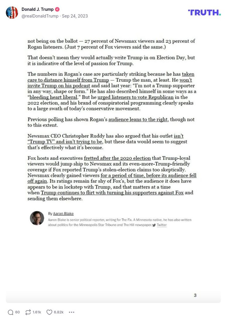 Post image from Donald Trump