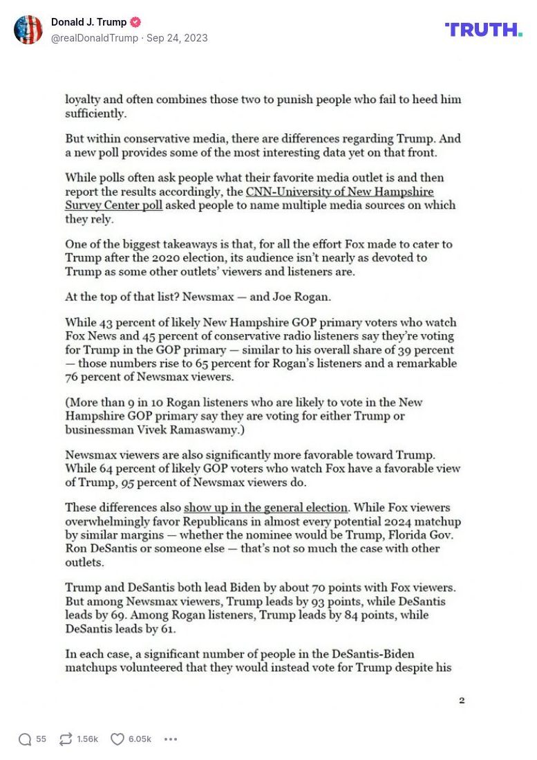 Post image from Donald Trump