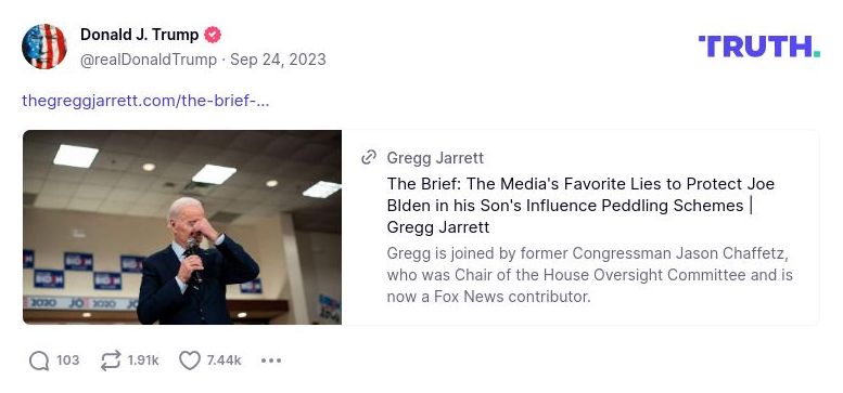 Post image from Donald Trump