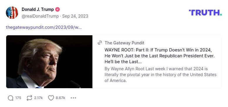 Post image from Donald Trump