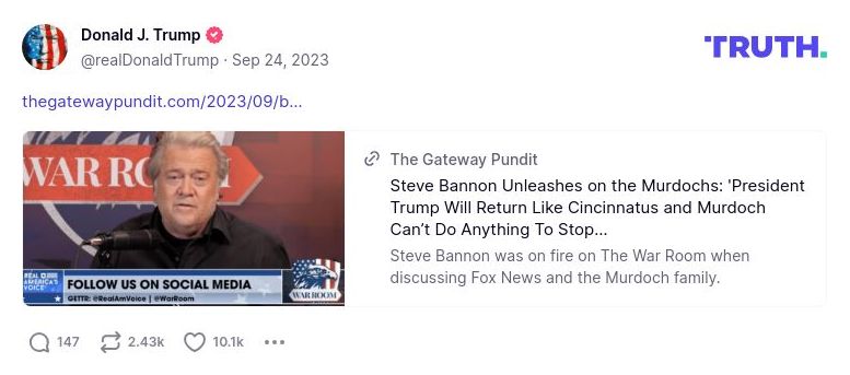 Post image from Donald Trump