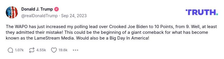 Post image from Donald Trump