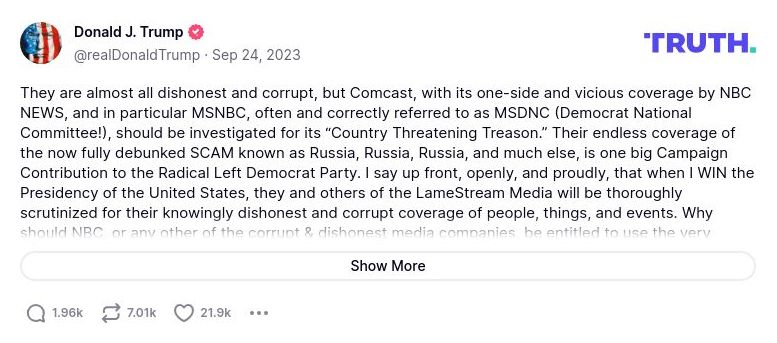 Post image from Donald Trump