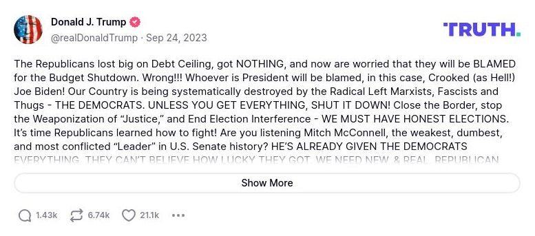 Post image from Donald Trump