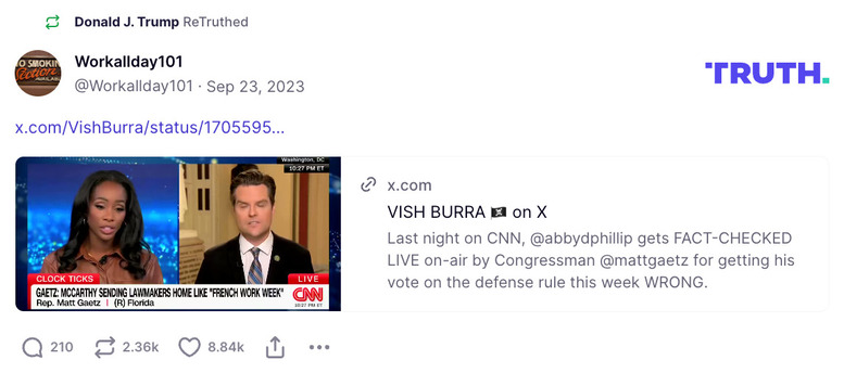 Post image from Donald Trump