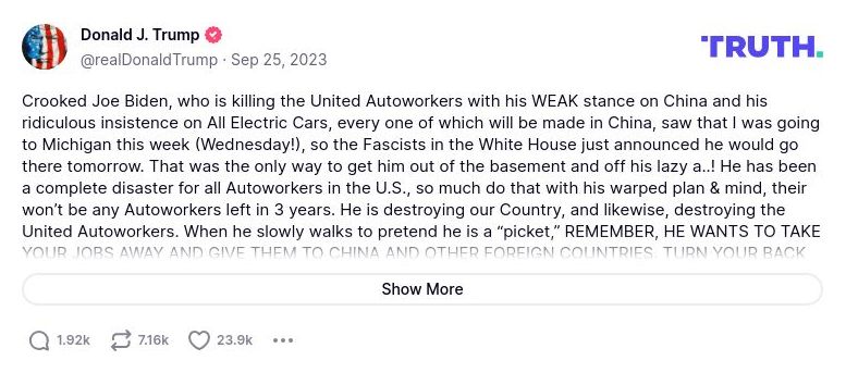 Post preview from Donald Trump