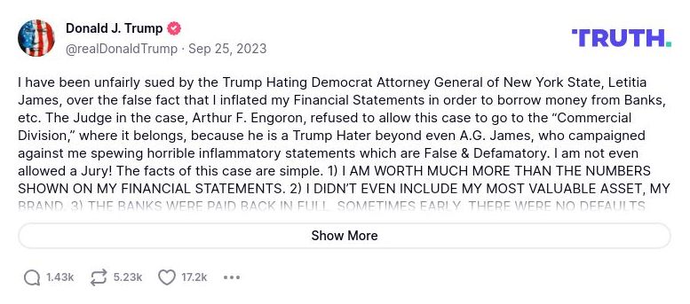 Post image from Donald Trump