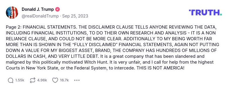 Post image from Donald Trump