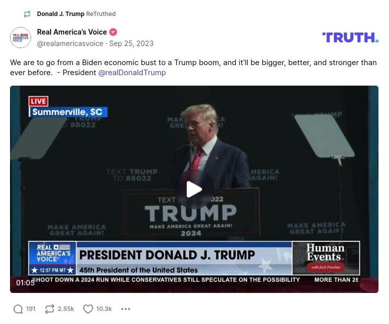 Post image from Donald Trump