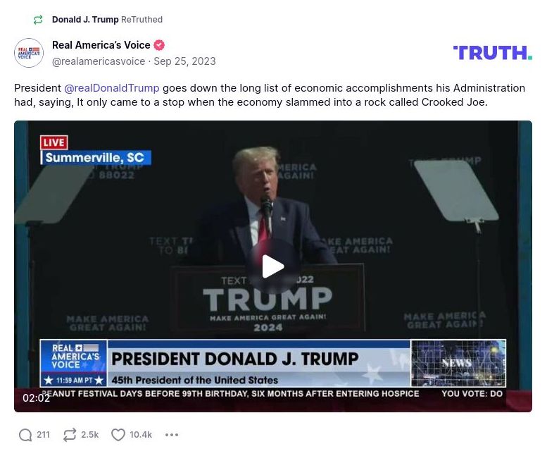 Post image from Donald Trump