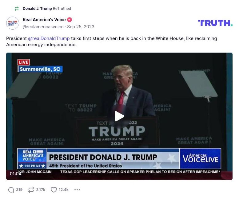 Post image from Donald Trump