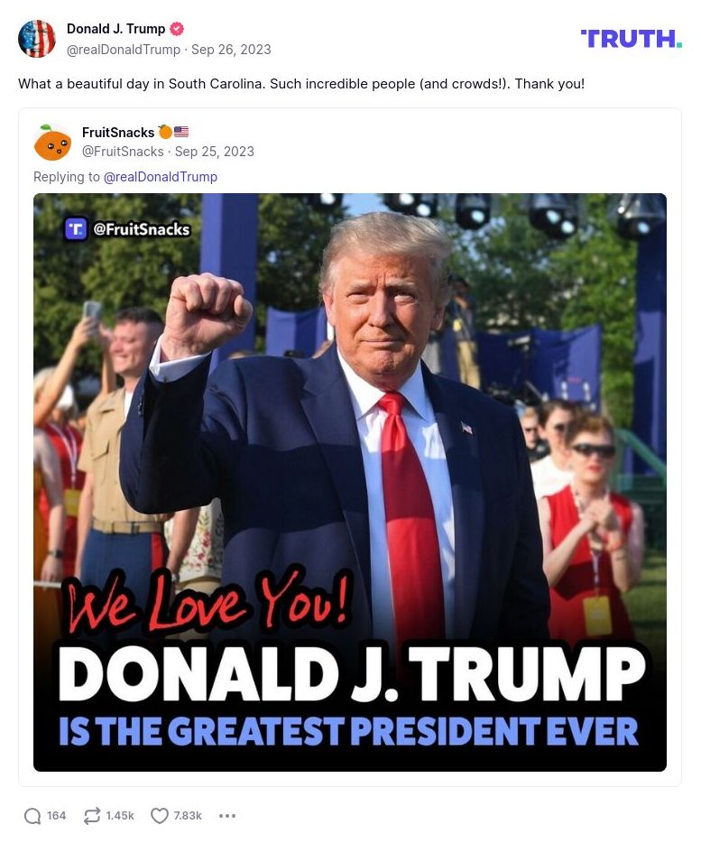 Post image from Donald Trump