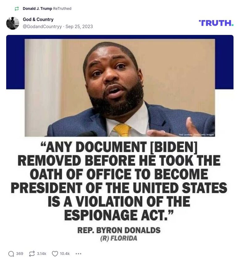 Post image from Donald Trump