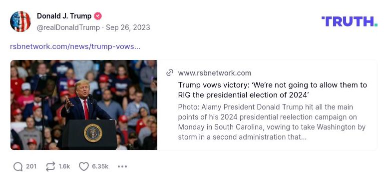 Post image from Donald Trump