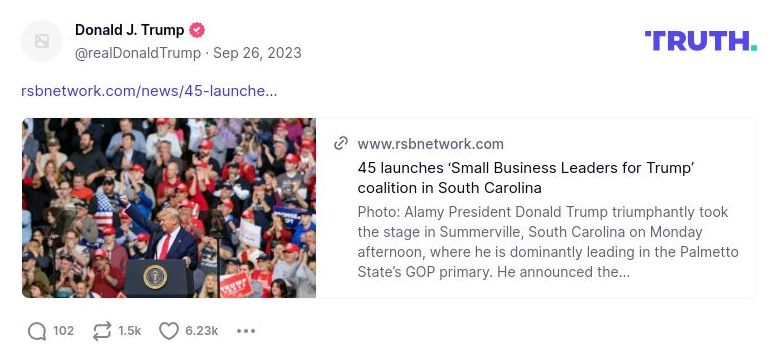 Post image from Donald Trump