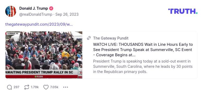 Post image from Donald Trump