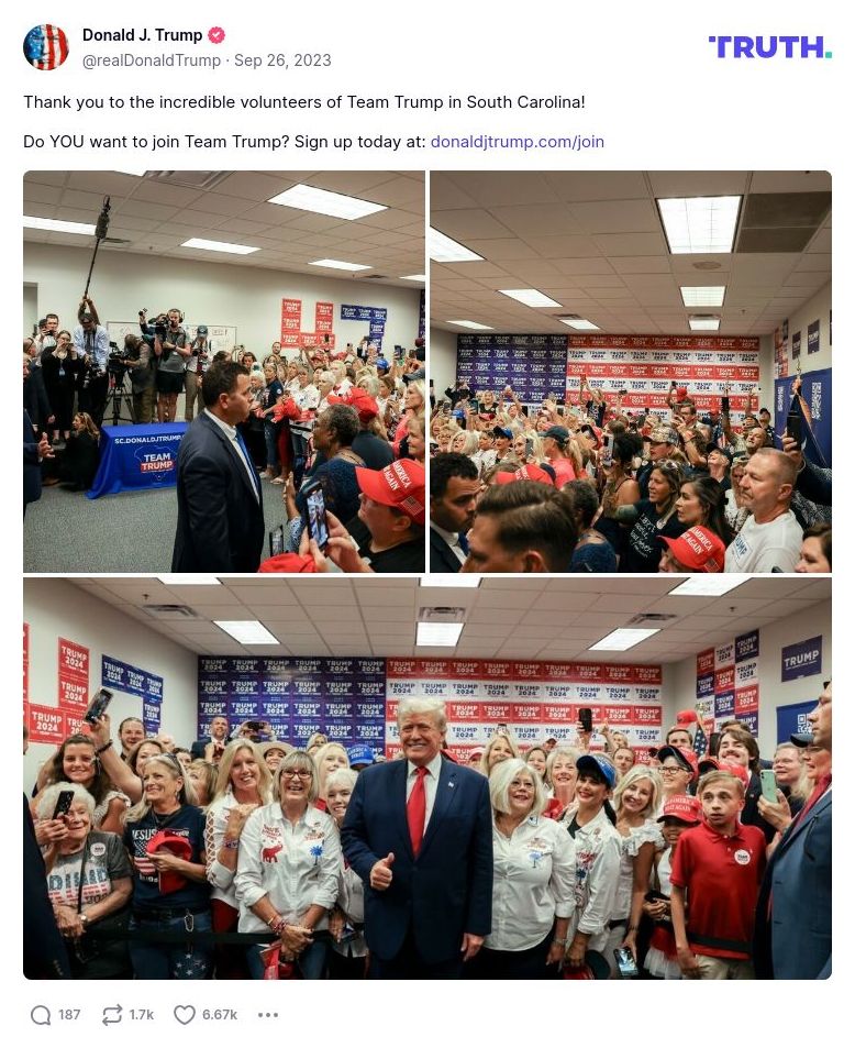 Post image from Donald Trump