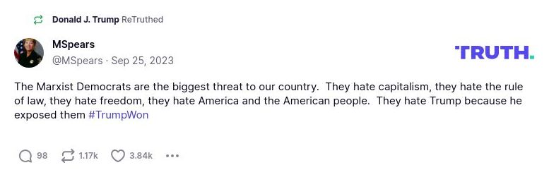 Post image from Donald Trump