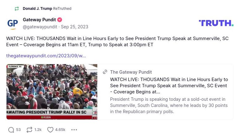 Post image from Donald Trump