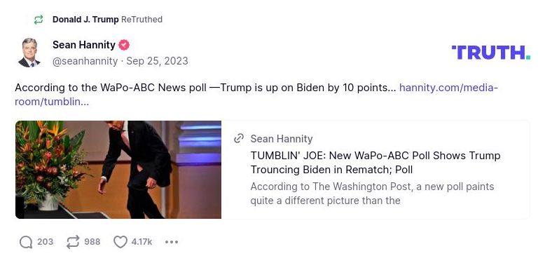 Post image from Donald Trump