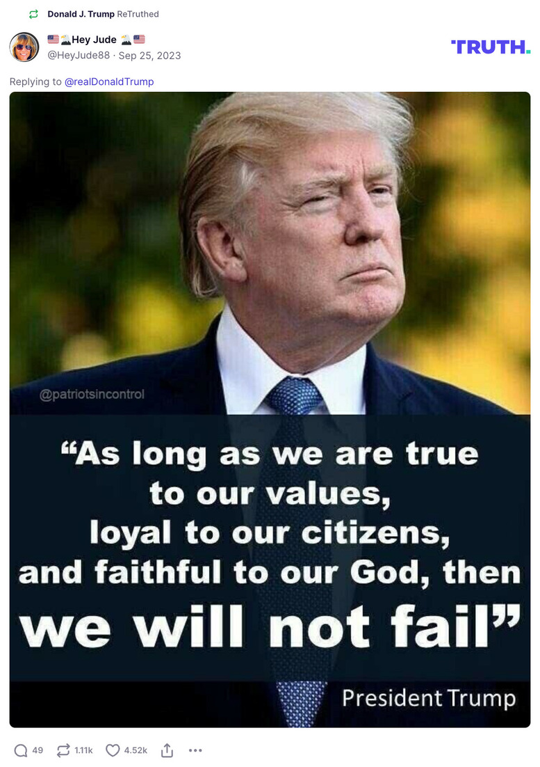 Post image from Donald Trump