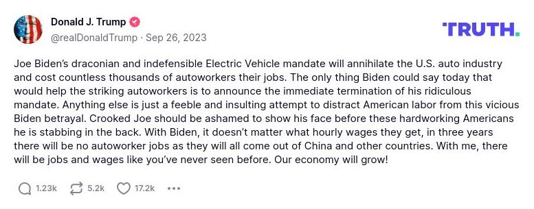 Post preview from Donald Trump