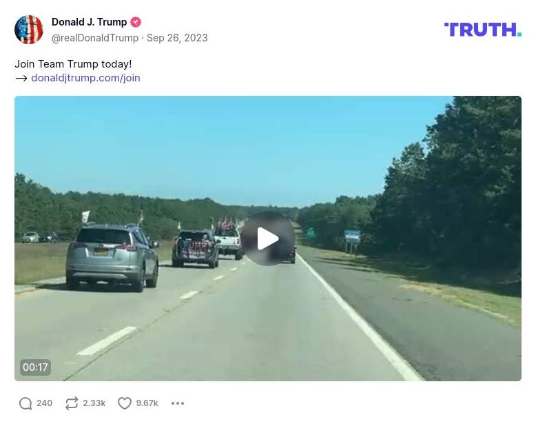 Post image from Donald Trump