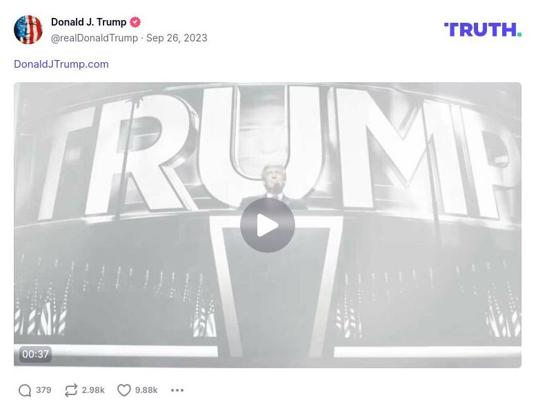 Post image from Donald Trump