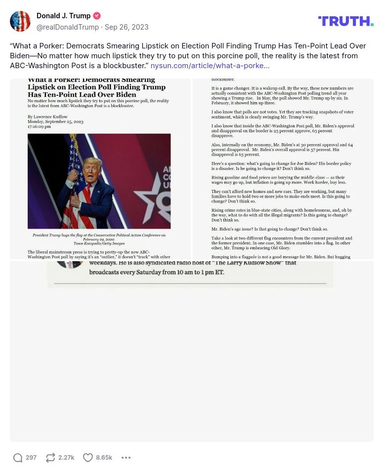 Post image from Donald Trump