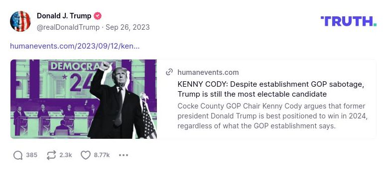 Post image from Donald Trump