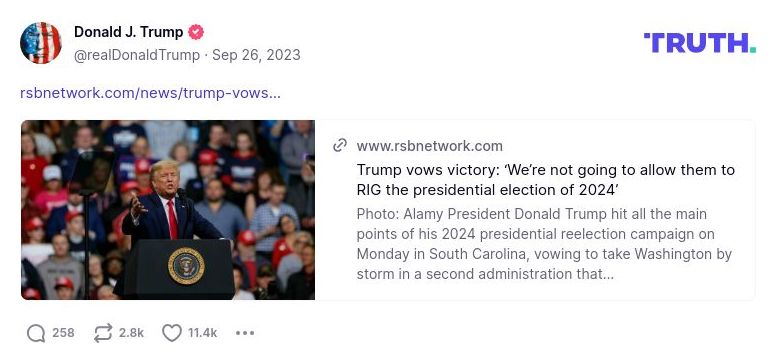 Post image from Donald Trump