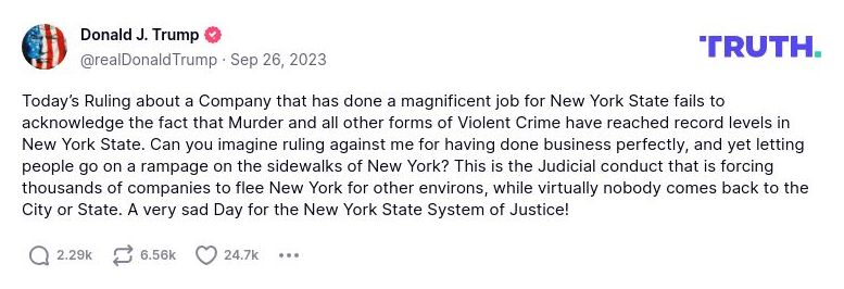 Post image from Donald Trump