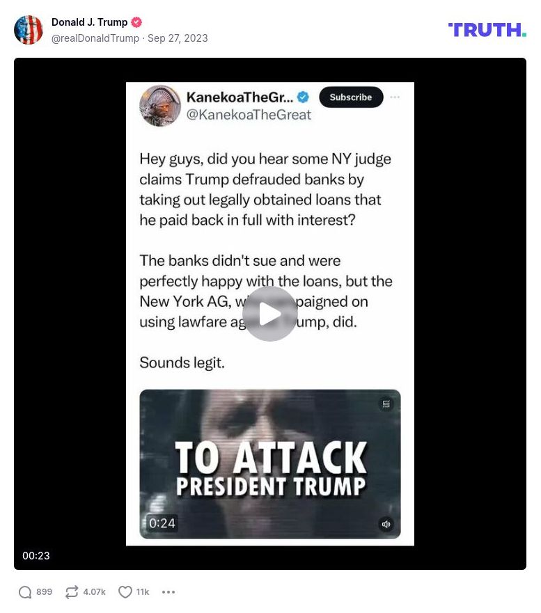 Post image from Donald Trump