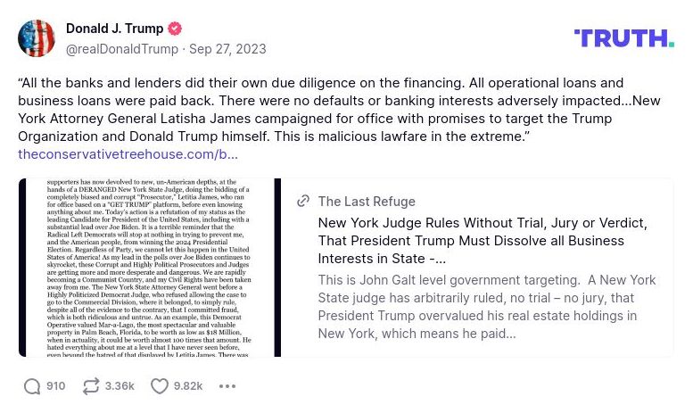 Post image from Donald Trump