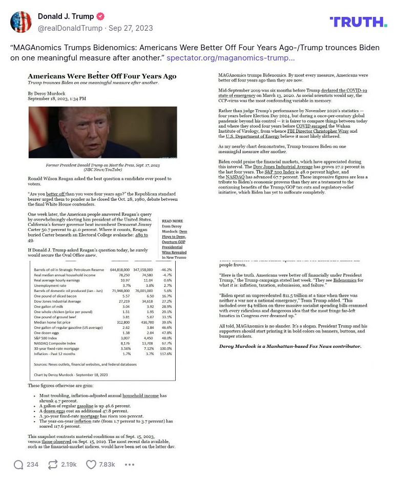 Post image from Donald Trump