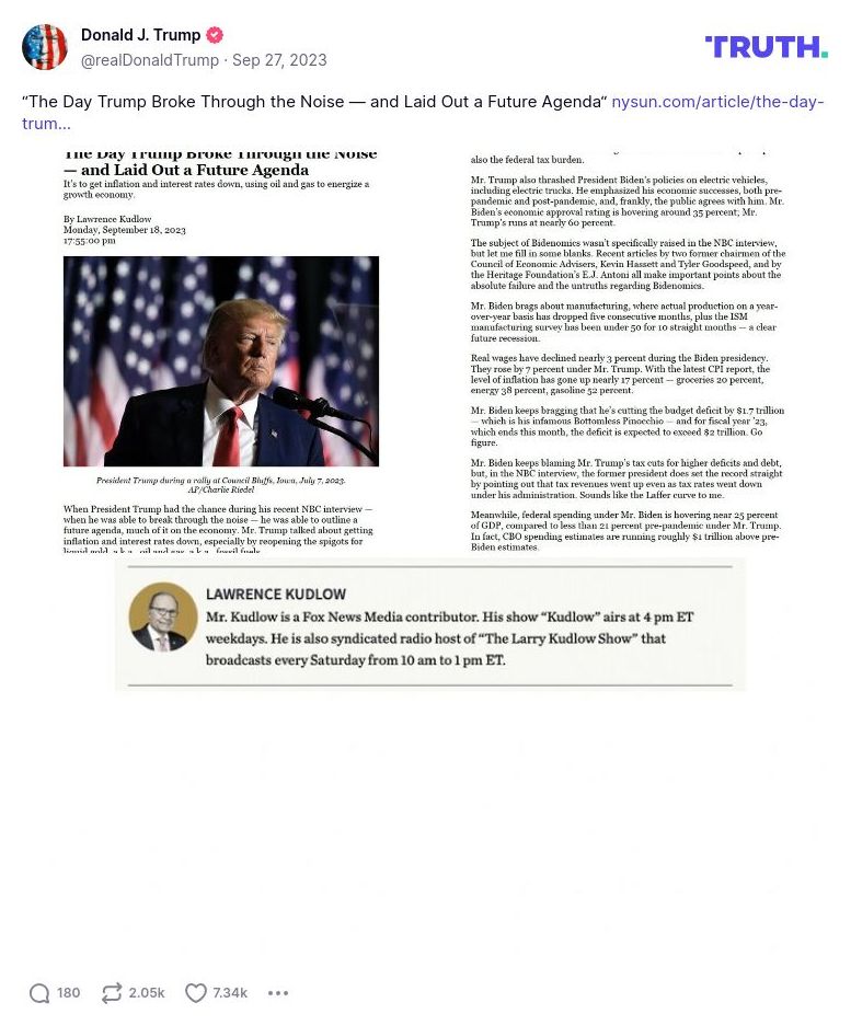 Post image from Donald Trump