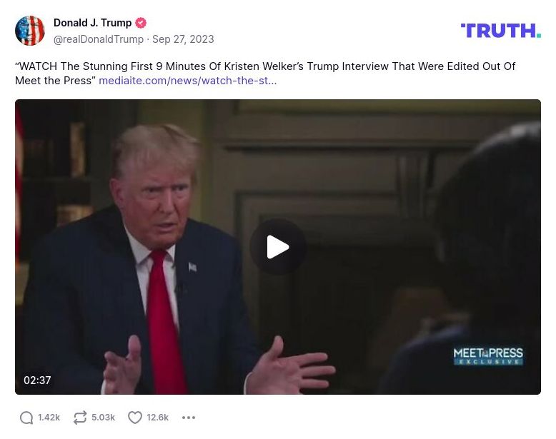 Post image from Donald Trump