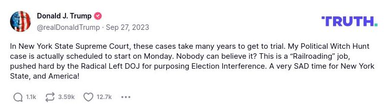 Post image from Donald Trump