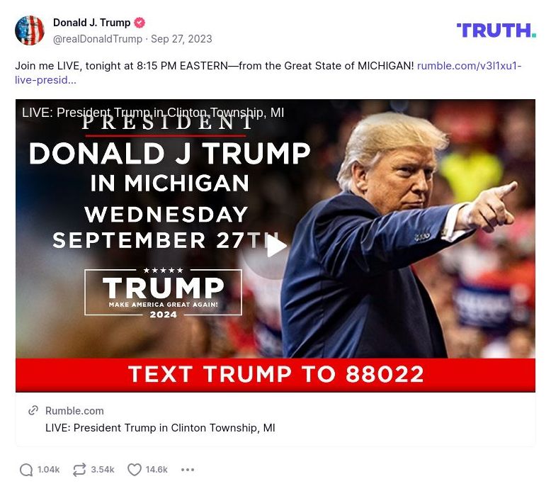 Post image from Donald Trump