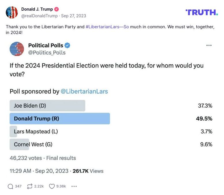 Post image from Donald Trump