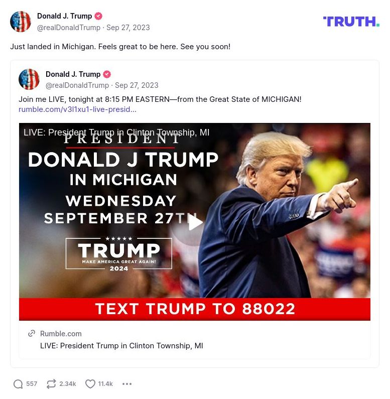 Post image from Donald Trump