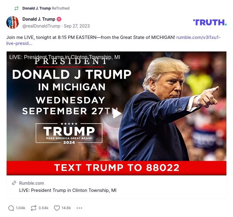 Post image from Donald Trump